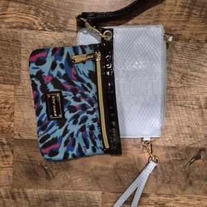 Bestsey Johnson Leopard Clutch...baby Blue Brand Unkown Clutch and Wristlet Set